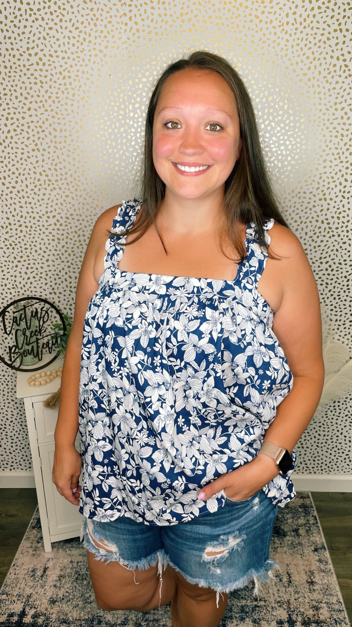 Square Neck Printed Tank