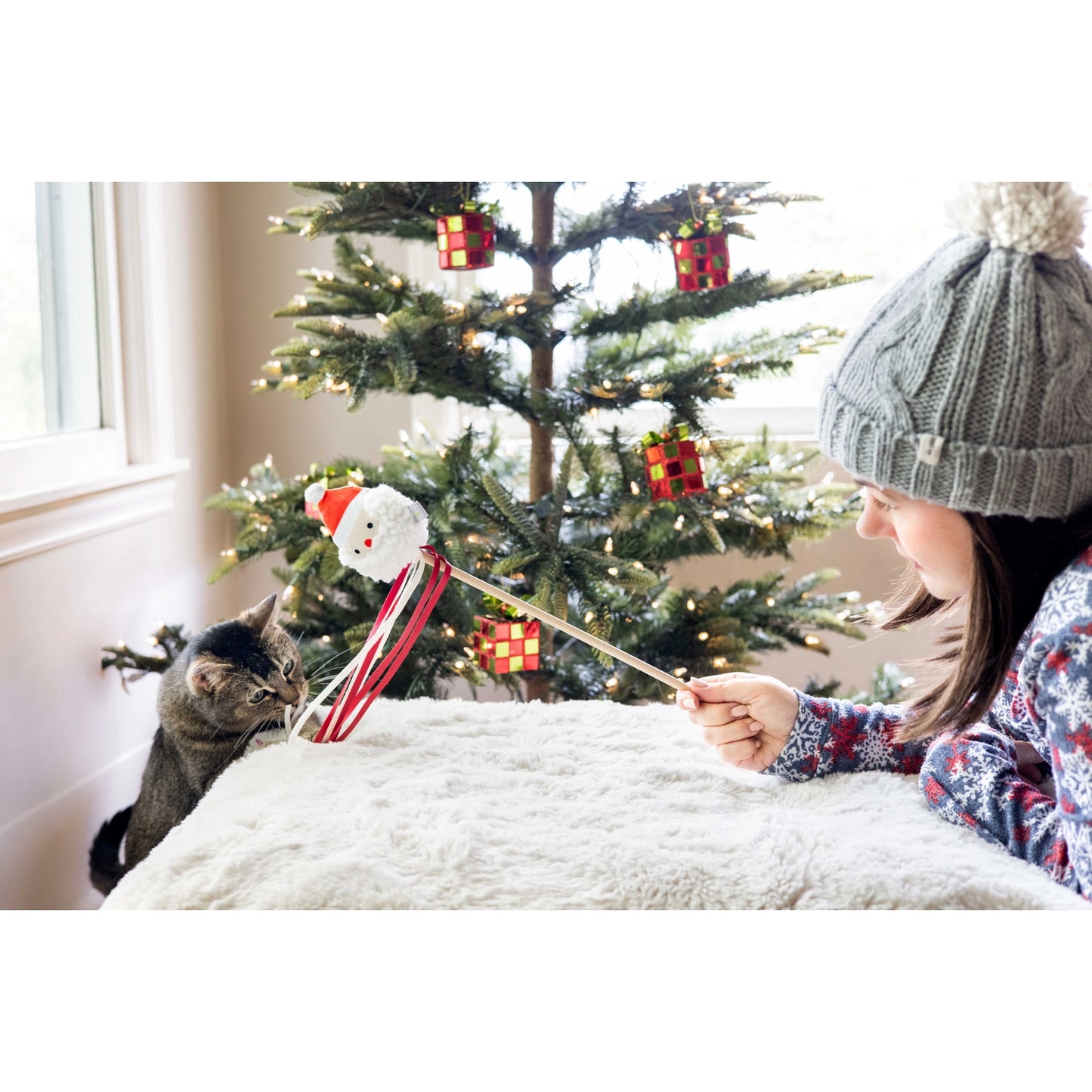 Holiday Santa Cat Teaser Wand Toy