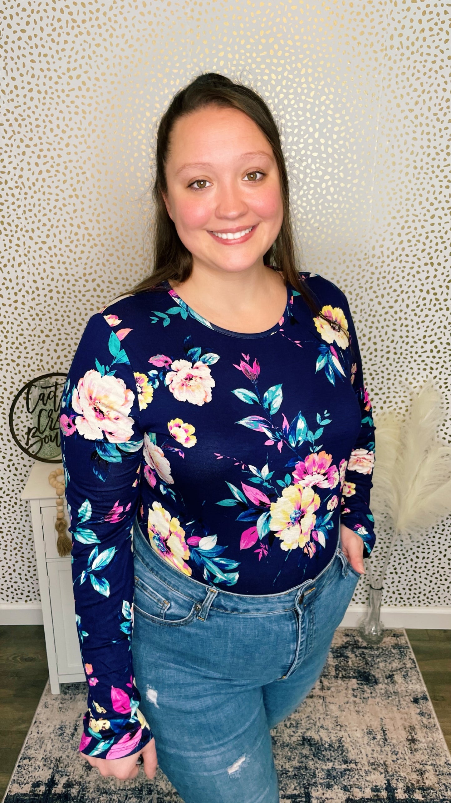 Navy Floral Bodysuit