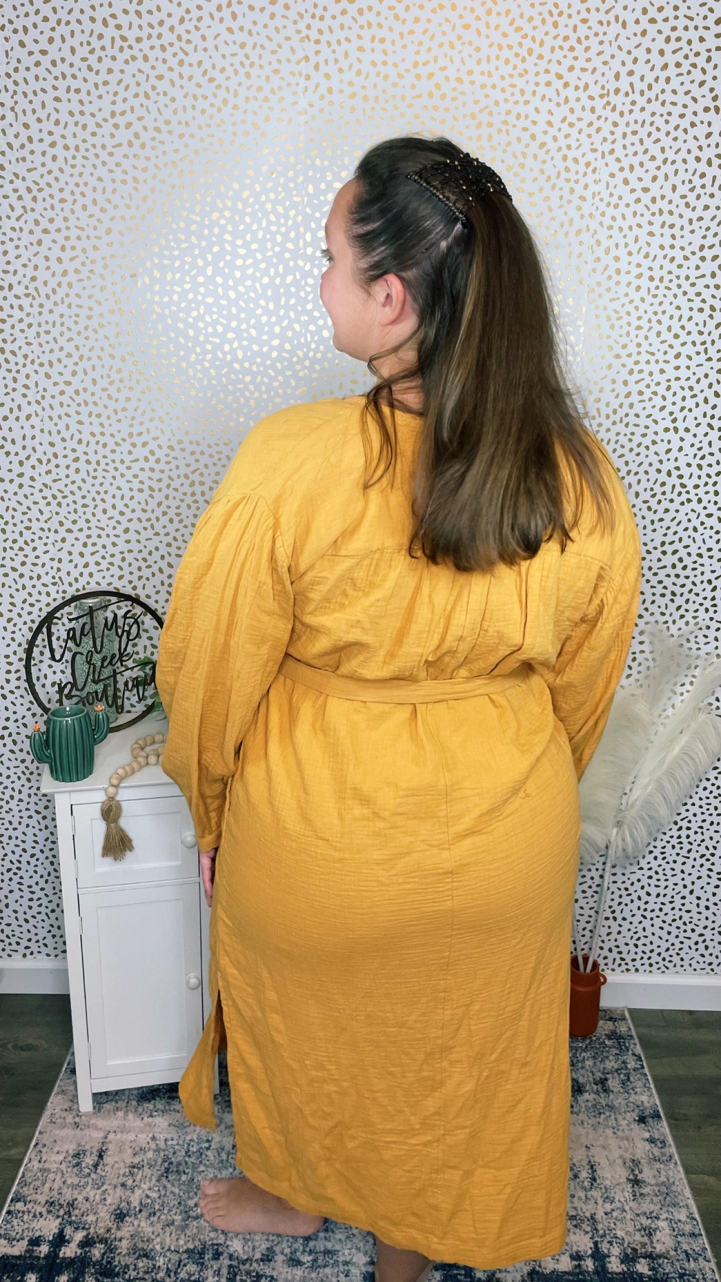 Fall Tie-Front Dress Mustard
