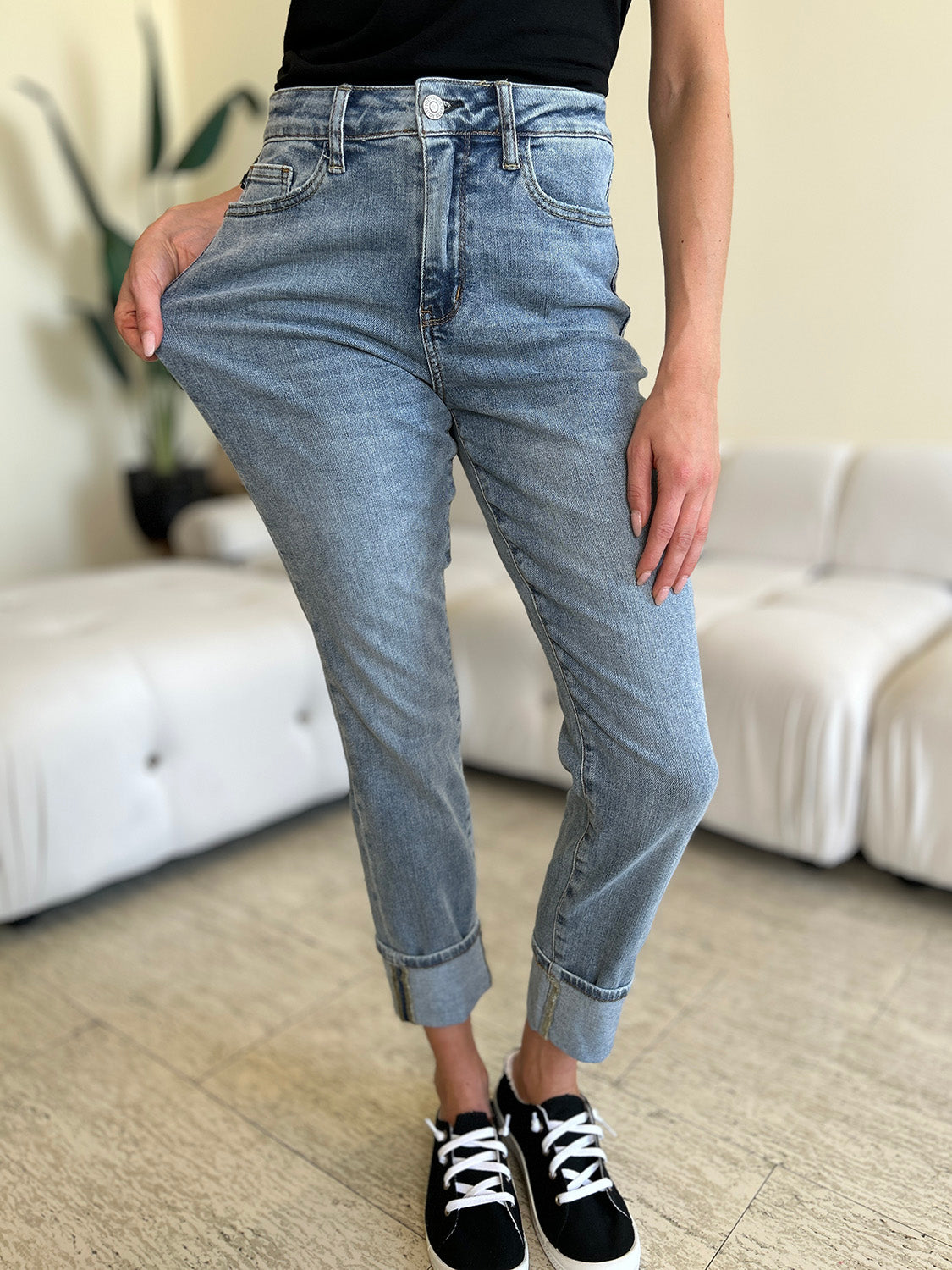 Judy Blue High Waist Cuff Hem Jeans