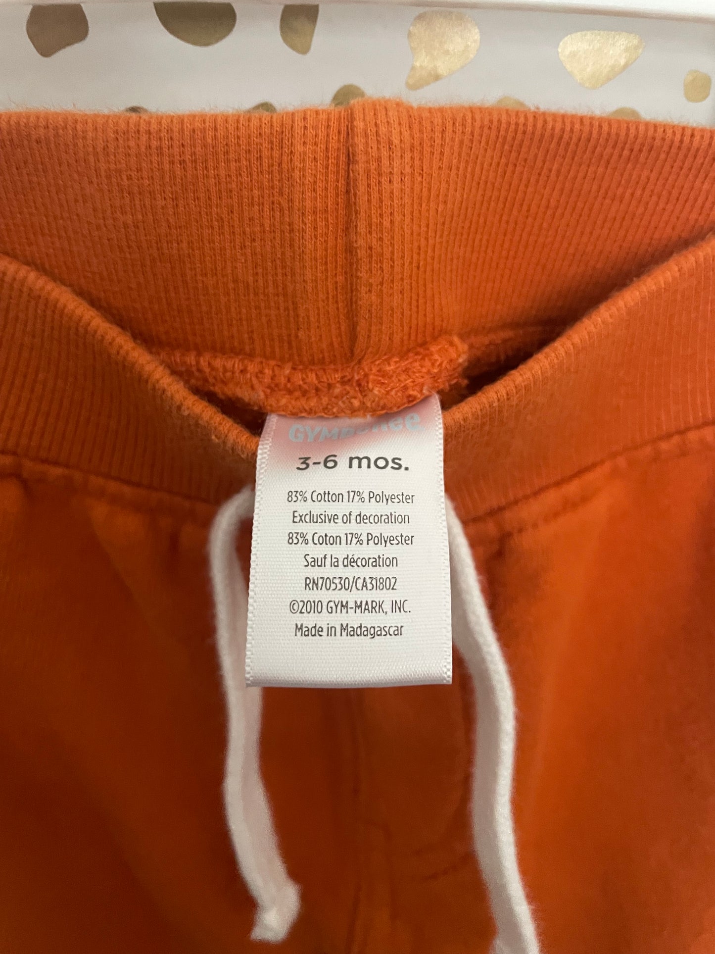 Boys orange sweats 3-6m *final sale