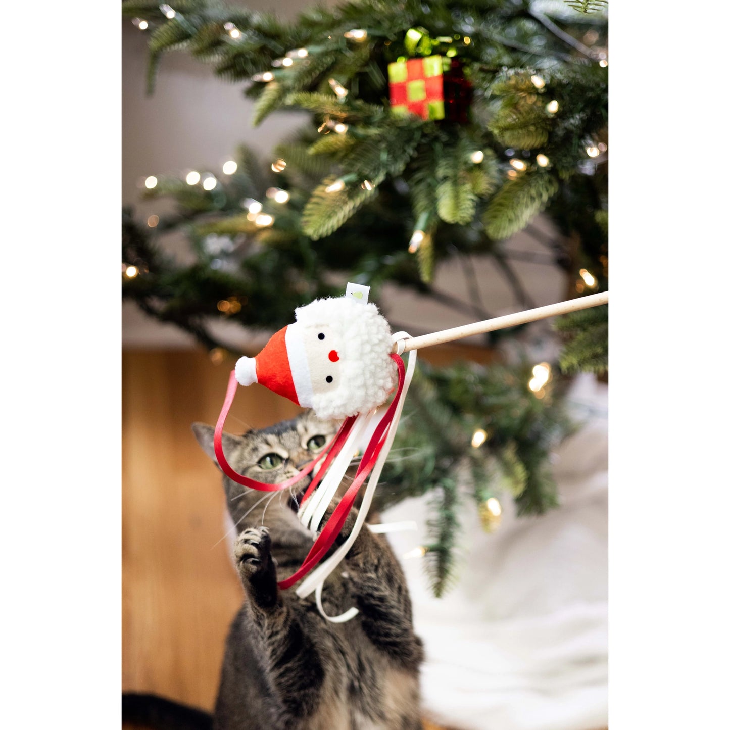 Holiday Santa Cat Teaser Wand Toy