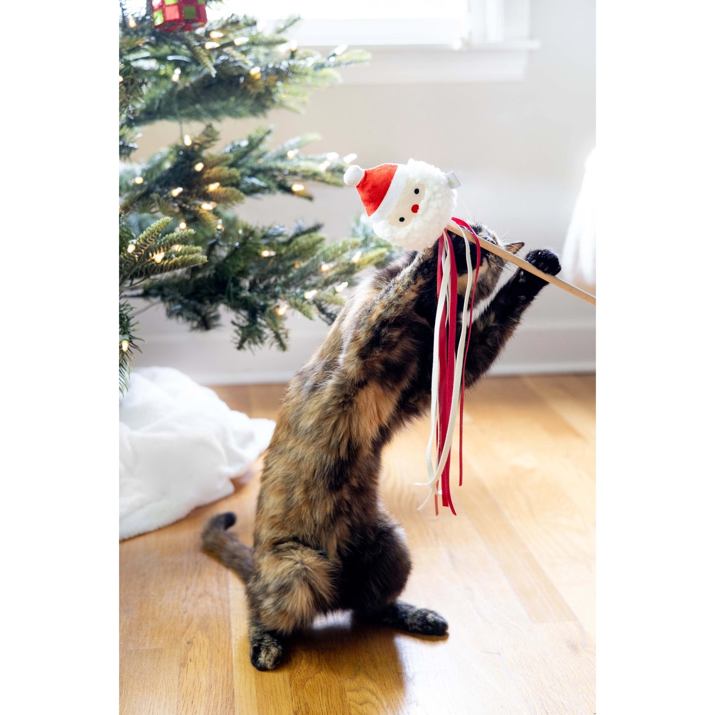 Holiday Santa Cat Teaser Wand Toy