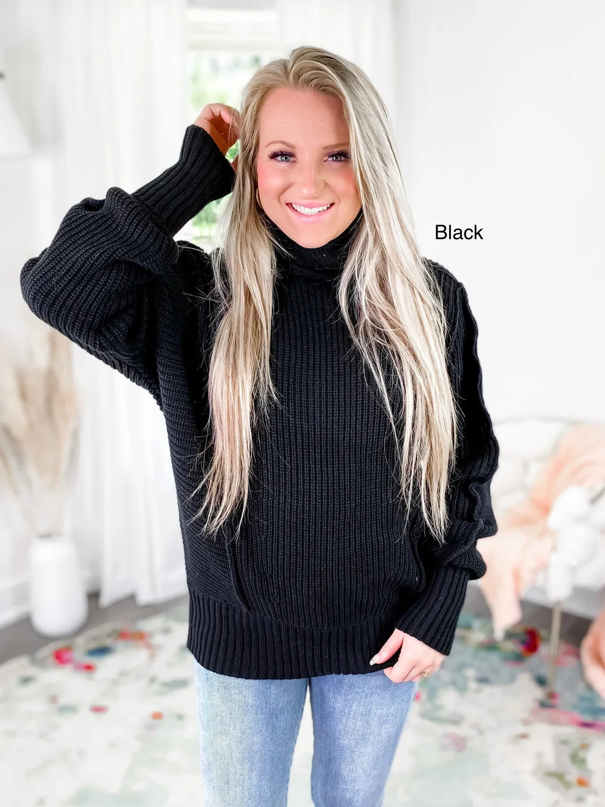 Oversized Turtle Neck Sweater Black